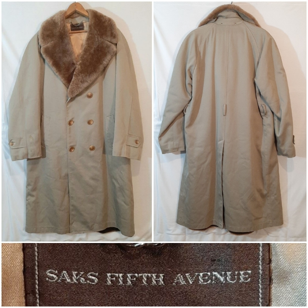 Saks Fifth Avenue 'Fur' Collar Trench
